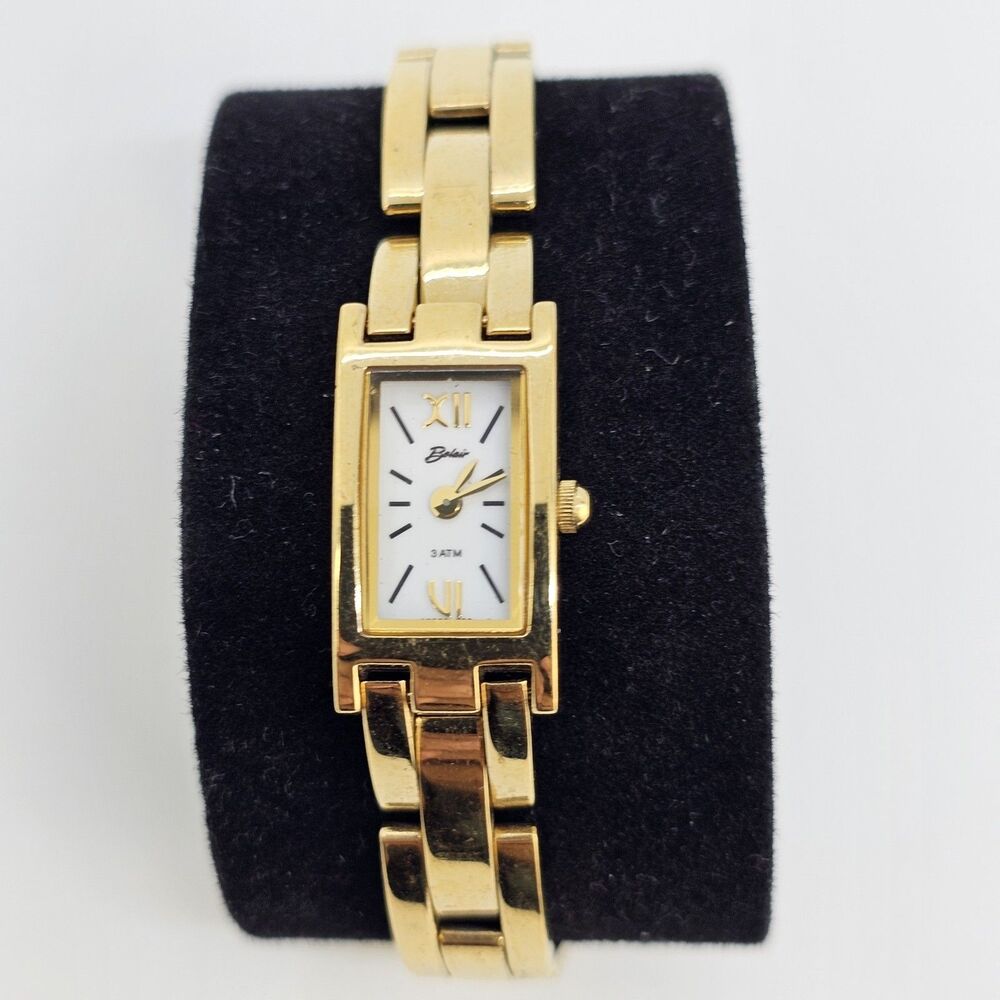 Belair Women's Watch 13MM White Dial Gold Bracelet 6" Wrist‎ New Battery